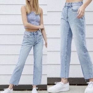 J. Galt - Light Wash Raw Hem Jeans - Straight Leg Button Fly